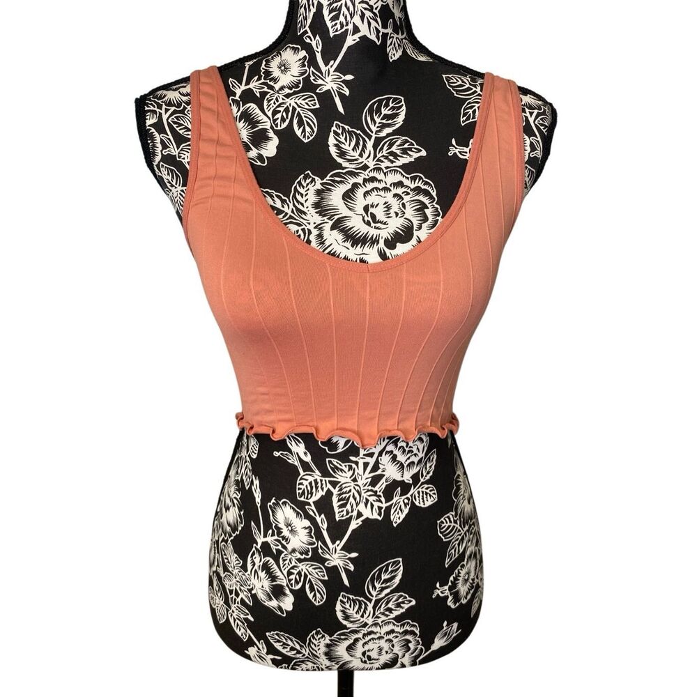 PacSun Intimates Ribbed Lettuce Hem Crop Tank Y2K Stretch Fitted Festival Top